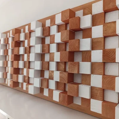 Decoración de pared de cobre y blanco