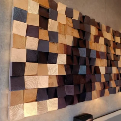 Arte de pared de madera en negro y dorado