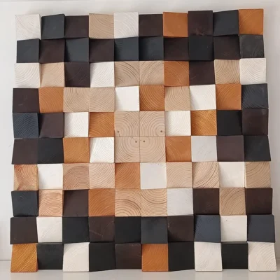 Arte de madera natural, mosaico de madera rústica