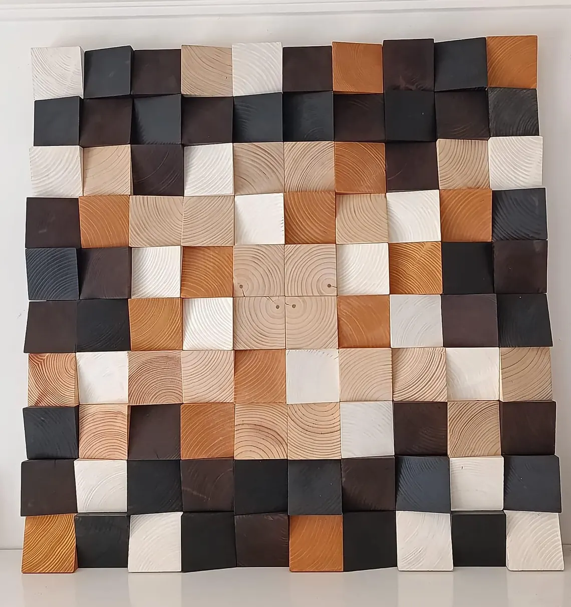 Arte de madera natural, mosaico de madera rústica