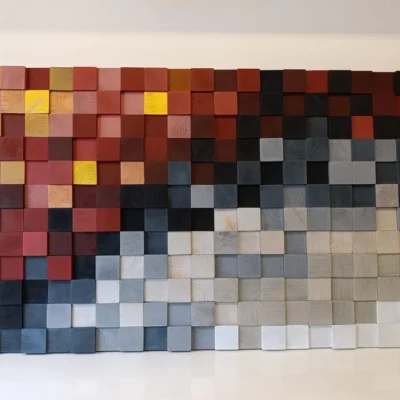 Mural de madera fuego y agua