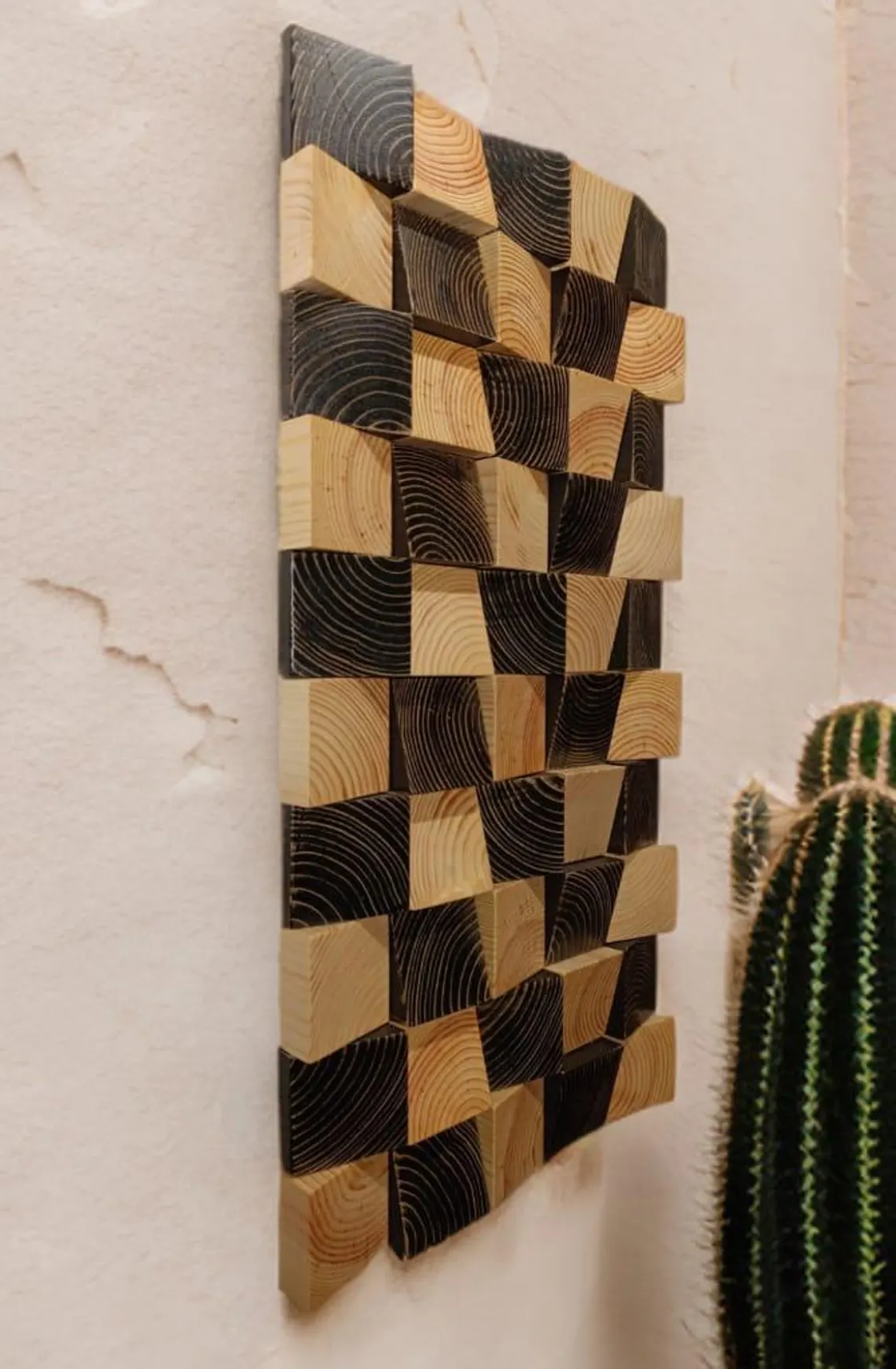 Escultura colgante de pared de madera moderna - Imagen 4