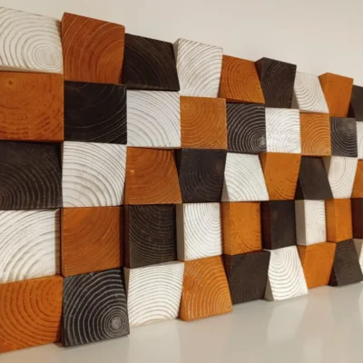 Decoración de pared de madera de nogal y cerezo