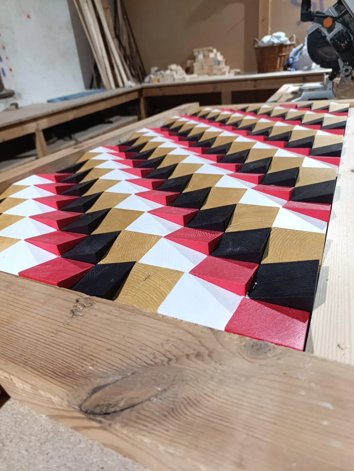 Decoraciones de pared de madera roja, negra y dorada - Imagen 5