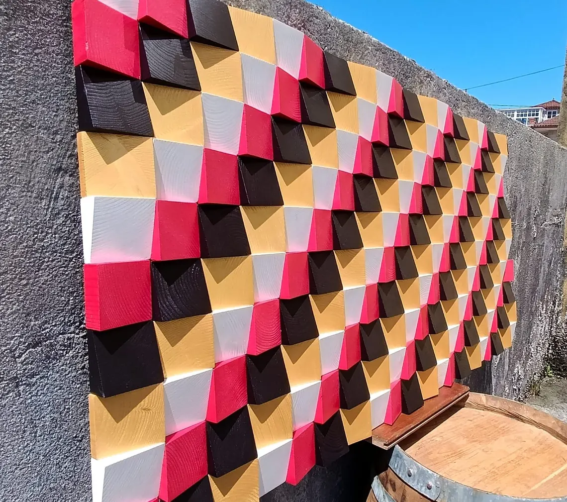 Decoraciones de pared de madera roja, negra y dorada - Imagen 7