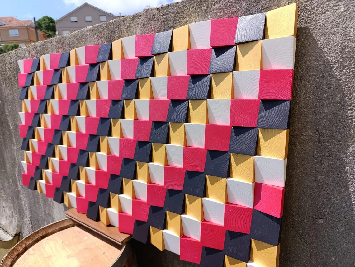 Decoraciones de pared de madera roja, negra y dorada - Imagen 8