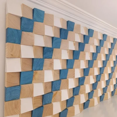 Arte de pared de madera azul